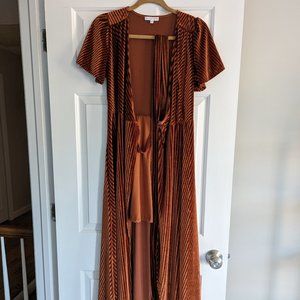 Baltic Born Andi Copper Ribbed Velvet Wrap Dress